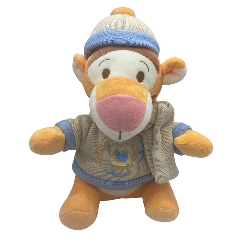 Disney Winnie the Pooh Tigger Winter Plush Knit Sweater Scarf Beanie 9"